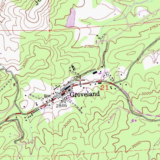 Topographic Map of Groveland Wayside Park, CA