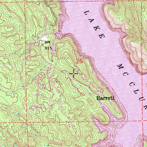 Topographic Map of Barrett Cove Recreation Area, CA