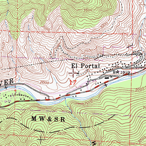 Topographic Map of El Portal Elementary School, CA