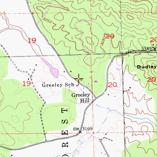 Topographic Map of Greeley Hill Community Club, CA