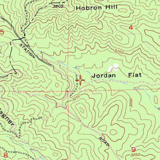 Topographic Map of Jordan Oak, CA