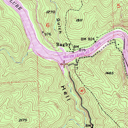Topographic Map of Bagby Recreation Area, CA