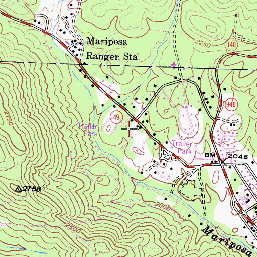 Topographic Map of Church of Christ, CA