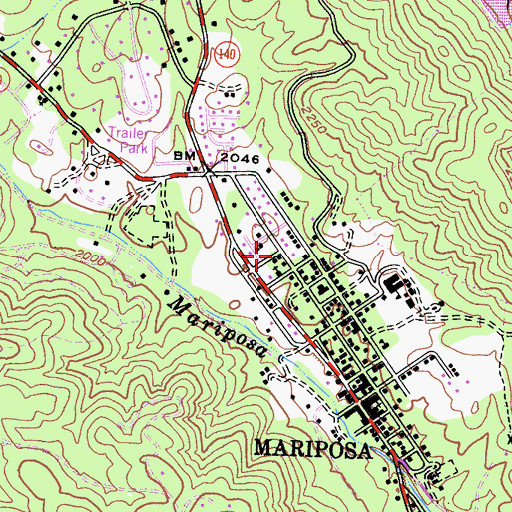 Topographic Map of First Baptist Church, CA