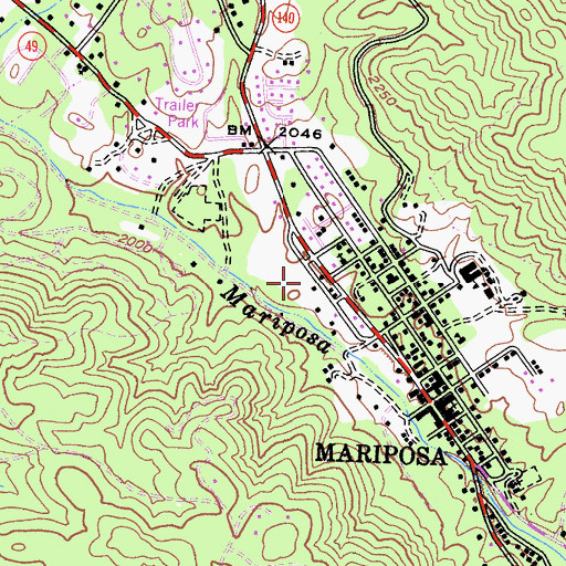 Topographic Map of Mariposa Foursquare Church, CA