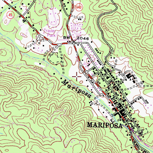 Topographic Map of Mariposa Museum and History Center, CA