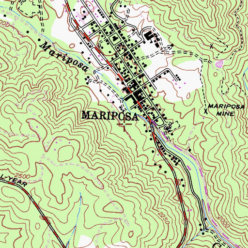 Topographic Map of Mariposa Park, CA