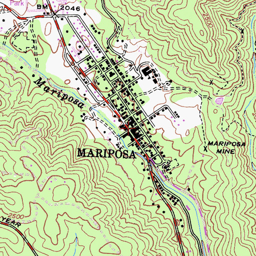 Topographic Map of Mariposa United Methodist Church, CA