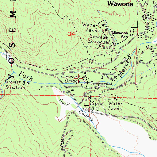 Topographic Map of Pioneer Yosemite History Center, CA