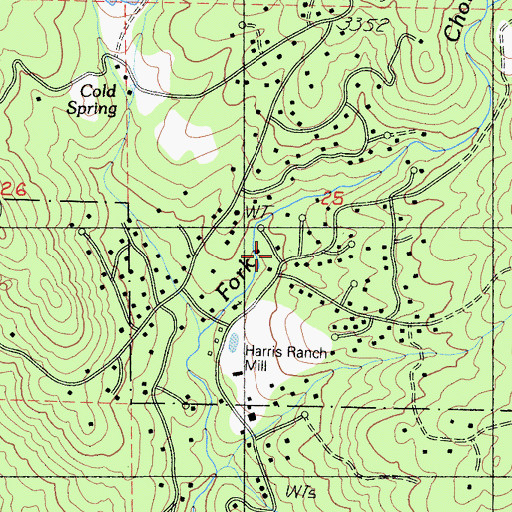 Topographic Map of Ponderosa Basin, CA