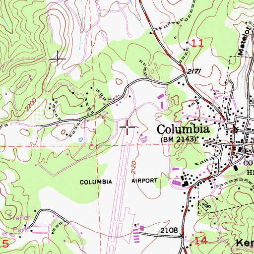 Topographic Map of Columbia California Division of Forestry Air Attack Base, CA