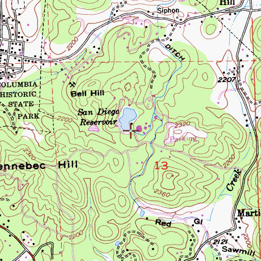 Topographic Map of Columbia Community College, CA