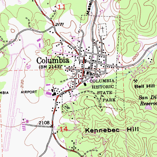 Topographic Map of Masonic Hall, CA