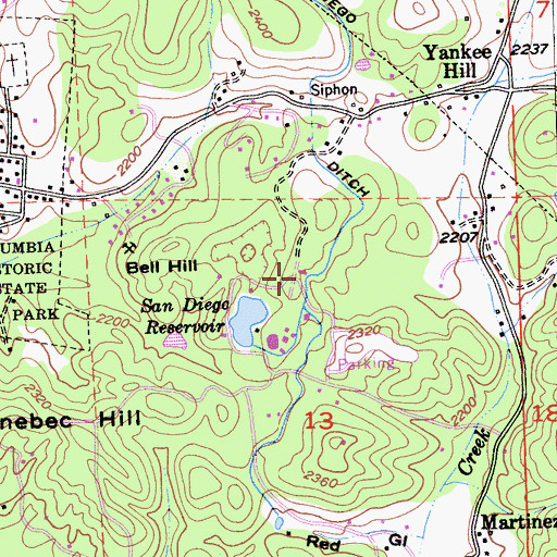 Topographic Map of Miwok Cultural Center, CA