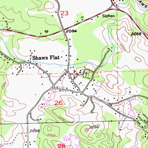 Topographic Map of Shaws Flat-Springfield Union School, CA