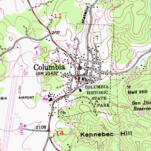 Topographic Map of Tuolumne Engine Company Number 1 Fire Station, CA