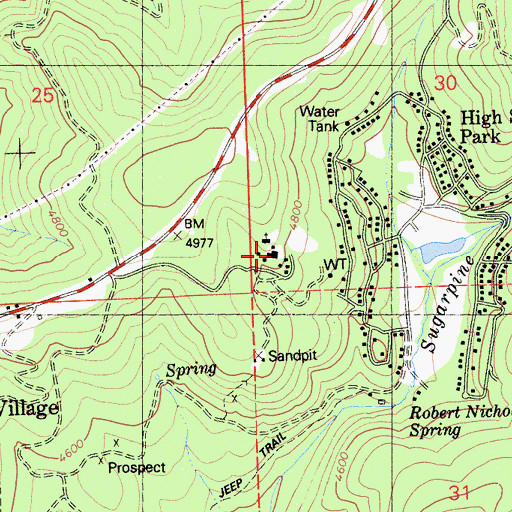 Topographic Map of Odd Fellows Rebekah Youth Camp, CA