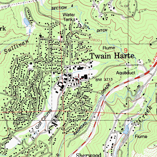 Topographic Map of Twain Harte Community Center, CA