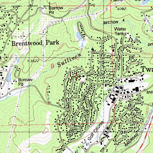 Topographic Map of Twain Harte Evangelical Free Church, CA