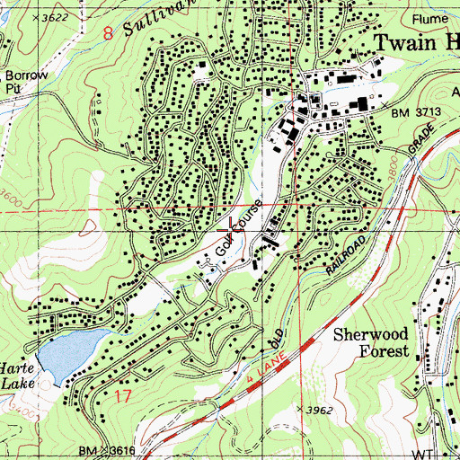 Topographic Map of Twain Harte Golf Course, CA
