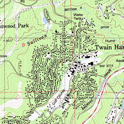 Topographic Map of Twain Harte Post Office, CA