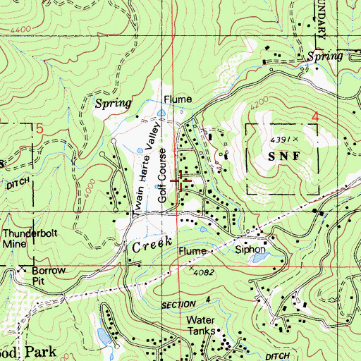 Topographic Map of Twain Harte Valley, CA