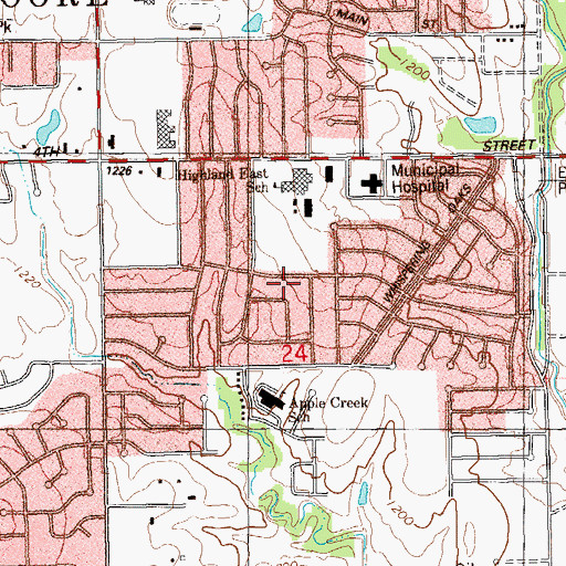 Topographic Map of Morgan Road Freewill Baptist Church, OK