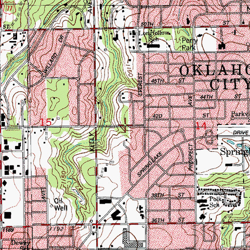 Topographic Map of Mount Olive Baptist Church, OK