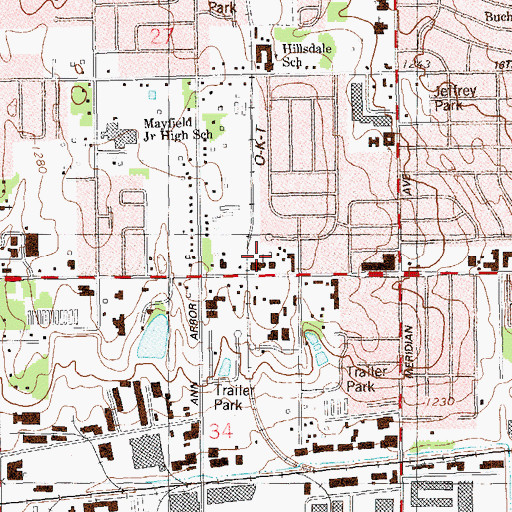 Topographic Map of Muse Memorial Pentecostal Church, OK