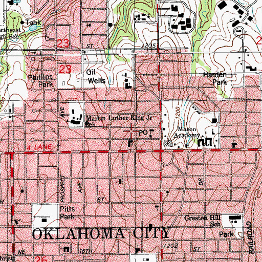 Topographic Map of Nealys Temple Church of God, OK