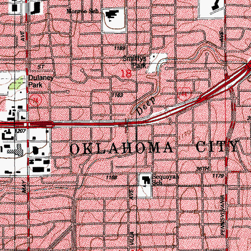 Topographic Map of New Horizons Metropolitan Church, OK