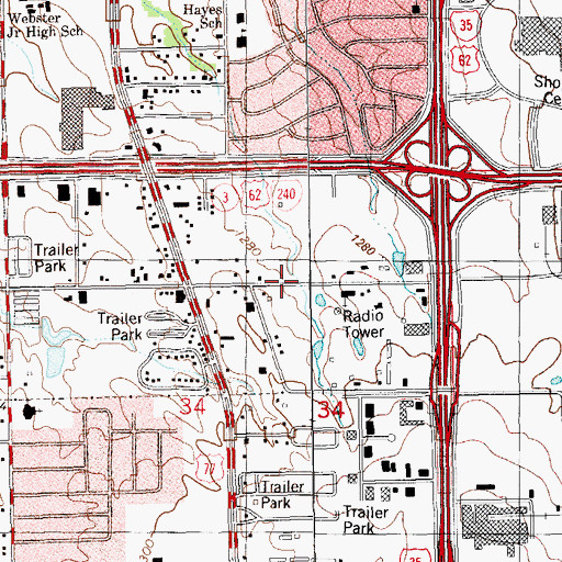 Topographic Map of New Life Fellowship Church, OK