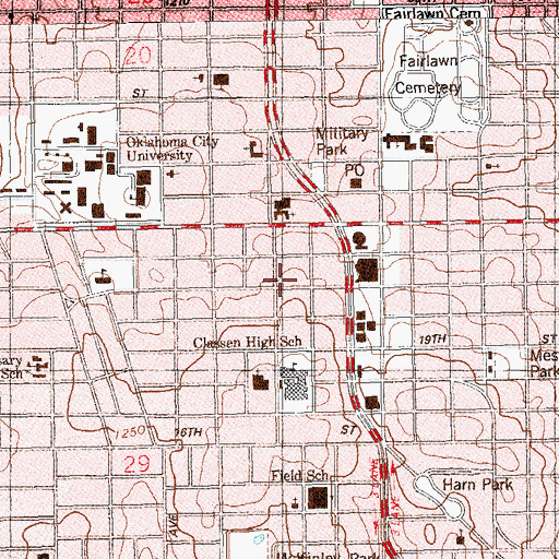 Topographic Map of Nichols Hills United Methodist Church, OK