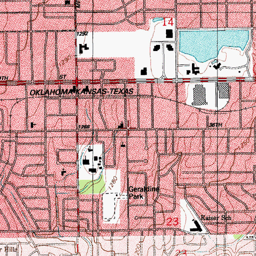 Topographic Map of Nicholson Place Baptist Church, OK