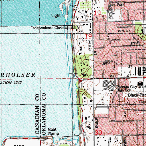 Topographic Map of Nicoma Park Church of Christ, OK