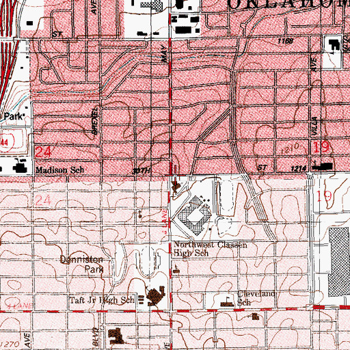 Topographic Map of Northwest Christian Church, OK