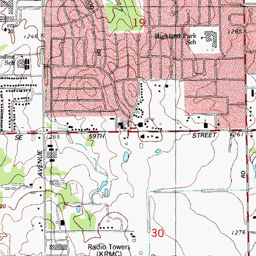 Topographic Map of Oakcliff Church of Nazarene, OK