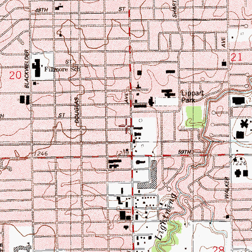 Topographic Map of Oklahoma Church of God, OK