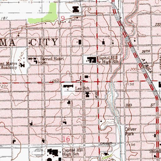 Topographic Map of Oklahoma Indian Missionary Church, OK