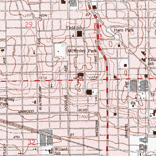 Topographic Map of Olivet Baptist Church, OK