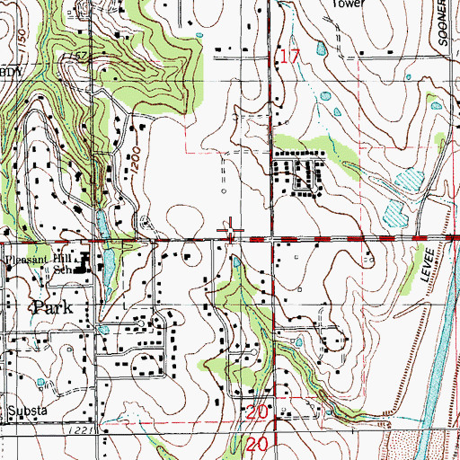 Topographic Map of Paradise Baptist Church, OK