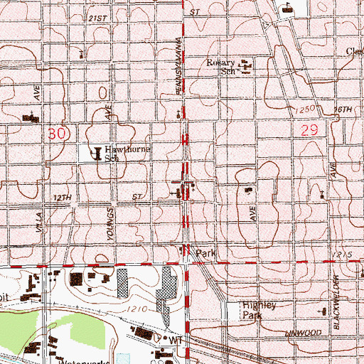 Topographic Map of Pennsylvania Avenue Methodist Church, OK