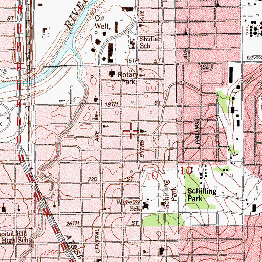Topographic Map of Park Assembly of God Church, OK