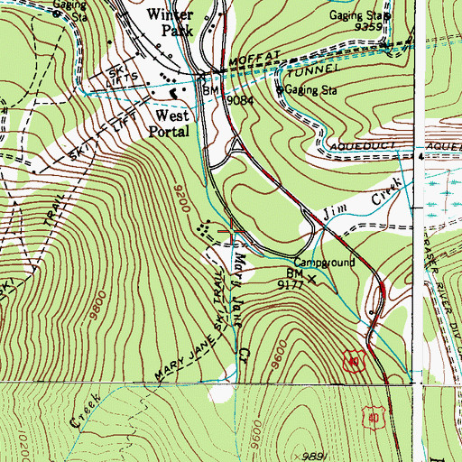 Topographic Map of Mary Jane Creek, CO