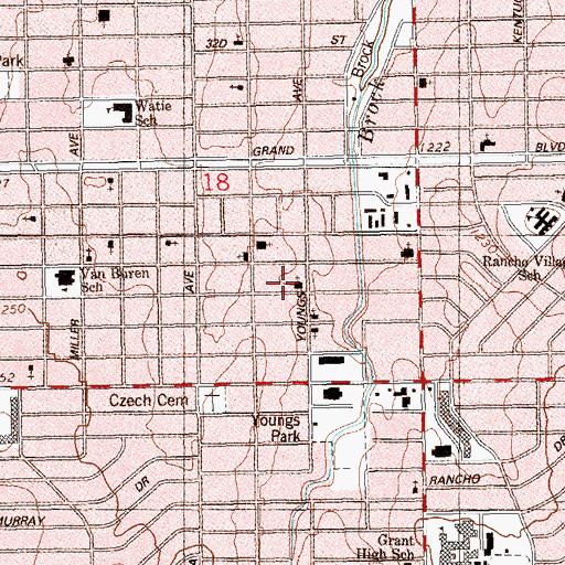 Topographic Map of Pentecostal Church of God Southwest, OK
