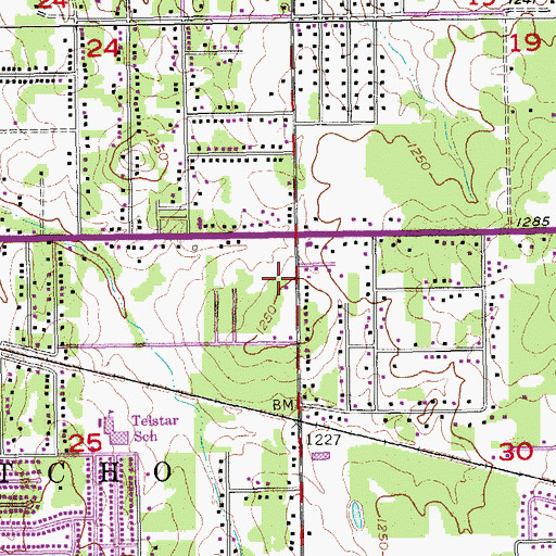 Topographic Map of Post Road Baptist Church, OK