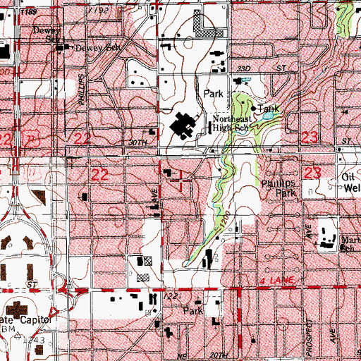 Topographic Map of Praise of Zion Missionary Baptist Church, OK