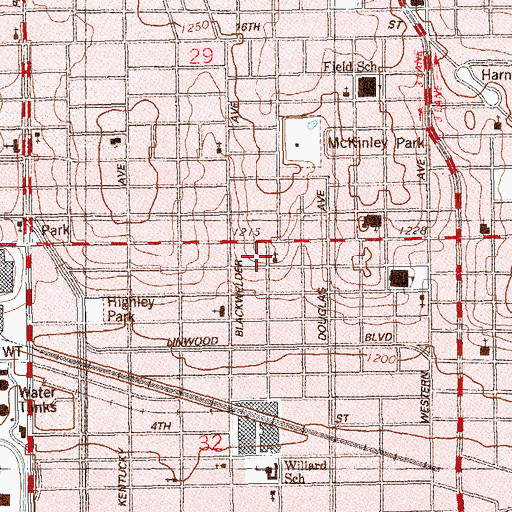 Topographic Map of Presbyterian Urban Mission, OK