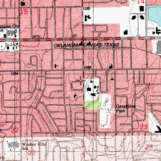 Topographic Map of Prince of Peace Lutheran Church, OK