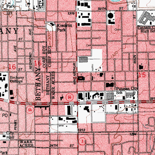 Topographic Map of Putnam City United Methodist Church, OK